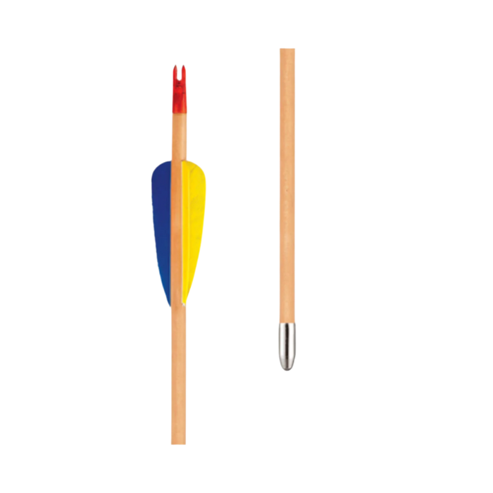 Flèches en bois EK Archery avec plumes naturelles - Lot de 3