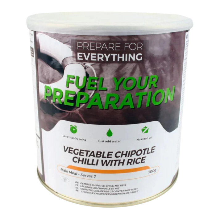 Alimenta la tua preparazione Chipotle vegetale con riso in scatola di farina liofilizzata