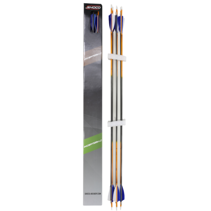 Shocq Fletched Arrow Inceptor With Feathers/Point Installed 4.2 Pack Of 12