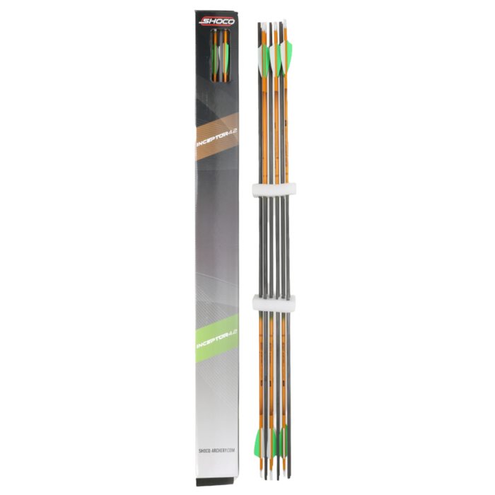 Shocq Fletched Arrow Inceptor with Vanes/Point not Installed 4.2 Pack Of 12