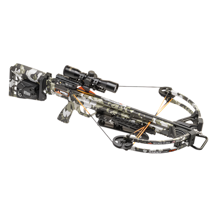 Wicked Ridge Crossbow Compound Raider 400 De-Cock ACUdraw De-Cock Pro-View Scope