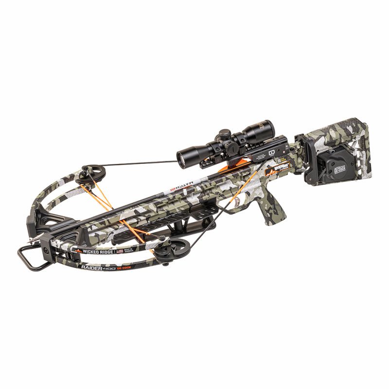 Wicked Ridge Crossbow Compound Raider 400 De-Cock ACUdraw De-Cock Pro-View Scope