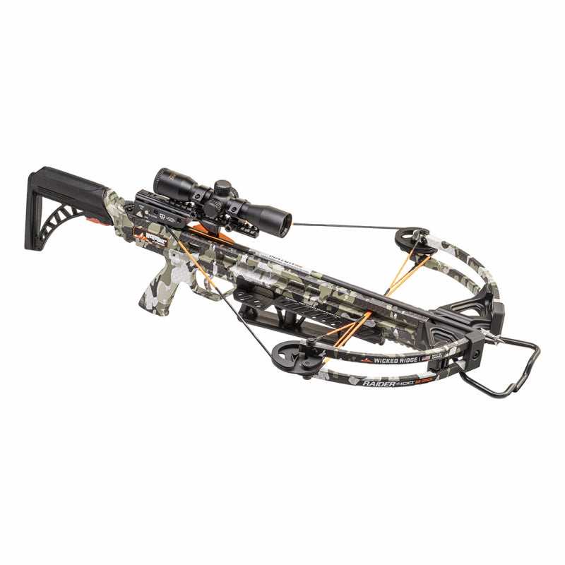 Wicked Ridge Crossbow Compound Raider 400 De-Cock Rope Sled Adjustable Stock Pro-View Scope