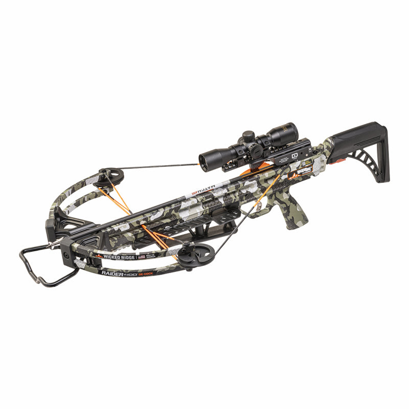 Wicked Ridge Crossbow Compound Raider 400 De-Cock Rope Sled Adjustable Stock Pro-View Scope