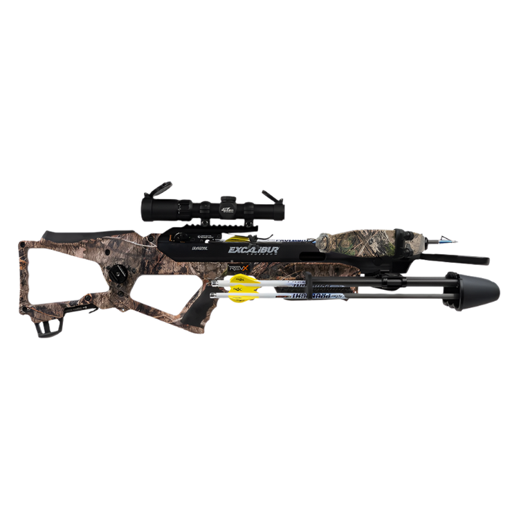 Set balestra Excalibur REVX con mirino Overwatch - Mossy Oak DNA Camo