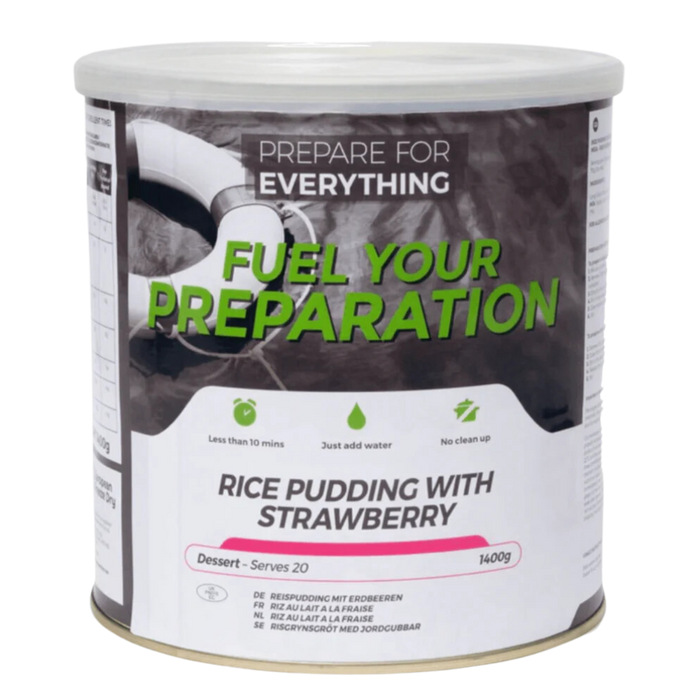 Fuel Your Preparation Rice Pudding With Strawberry Freeze Dried Meal Tin