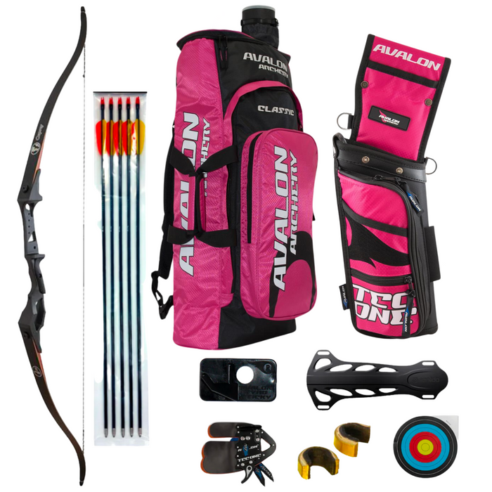 Sanlida Mens Starter Recurve Bow Kit 'Pink' 35lbs RH