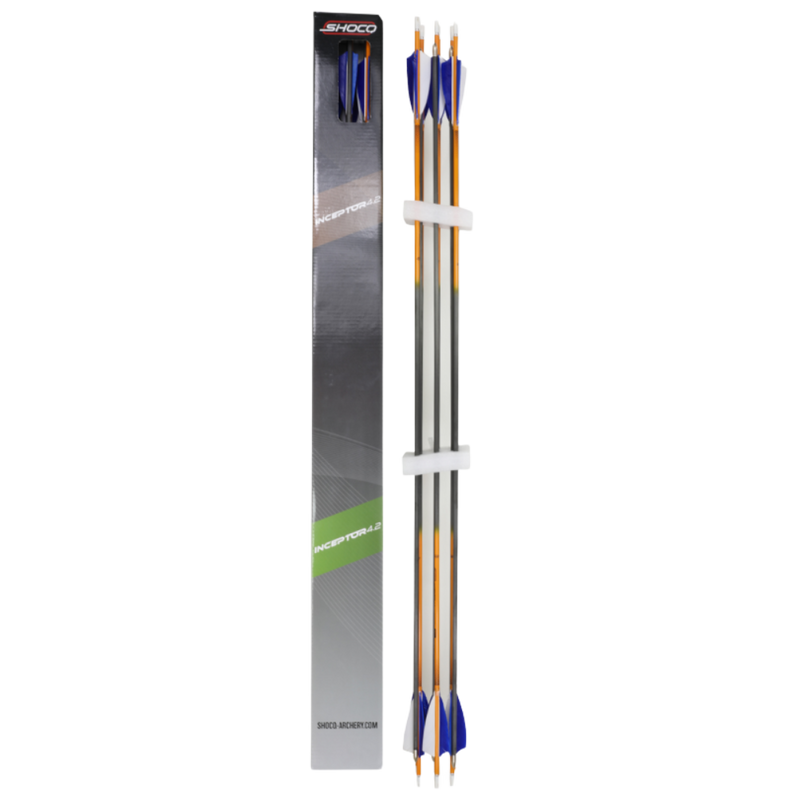 Shocq Fletched Arrow Inceptor With Feathers/Point Installed 4.2 Pack Of 12
