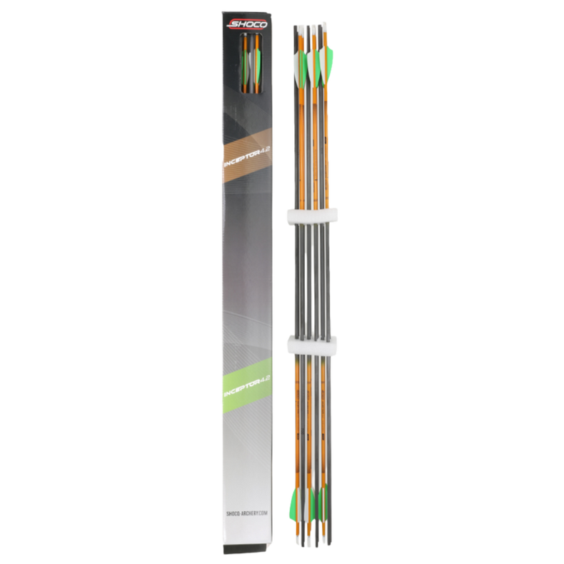 Shocq Fletched Arrow Inceptor with Vanes/Point not Installed 4.2 Pack Of 12