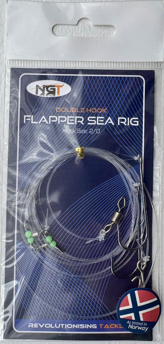 NGT Double Hook Flapper Sea Rig Long Hook Size 2/0 - Pack of 10